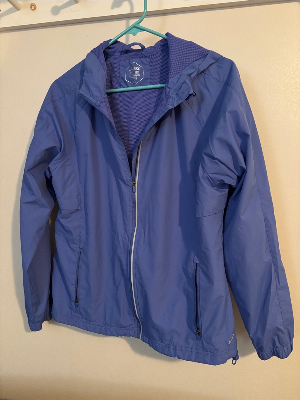 Asics Women's Blue Hooded Windbreaker Jacket